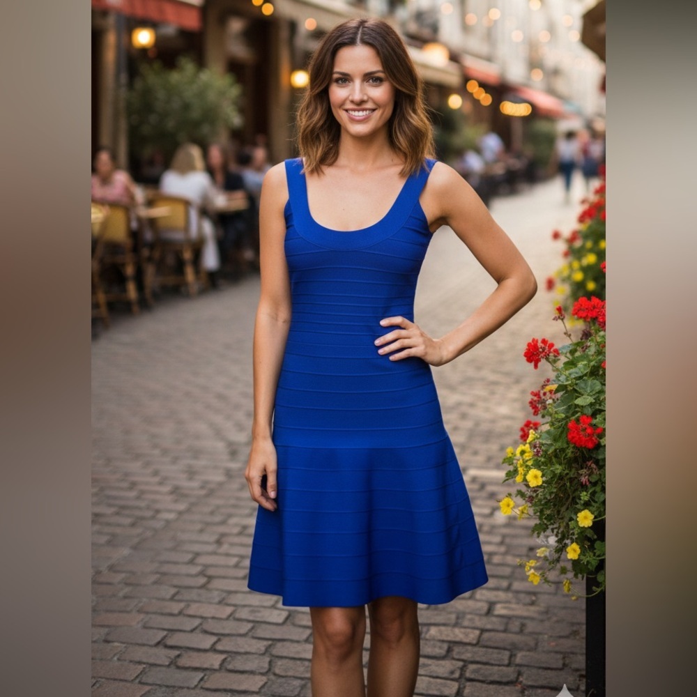 Herve Leger Royal Blue Mini Dress S